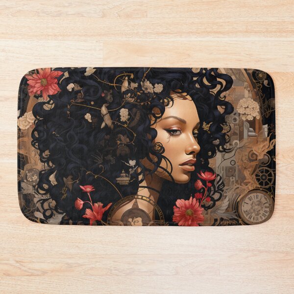 Item preview, Victorian Steampunk Woman Clockwork Floral Portrait designed and sold by BrandonArtWorld.