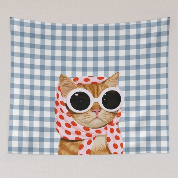 Item preview, Retro Polka Dot Cat in Sunglasses designed and sold by CyrelleLana.