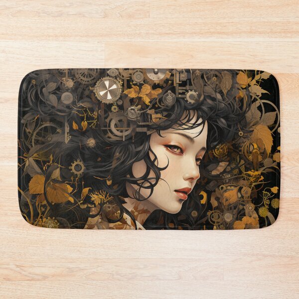 Item preview, Steampunk Woman Mechanical Botanical Portrait designed and sold by BrandonArtWorld.