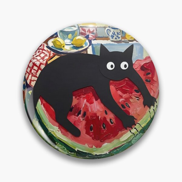 Item preview,  Funny Black Cat Scratching Watermelon Matisse Style Print designed and sold by DuckOddity.