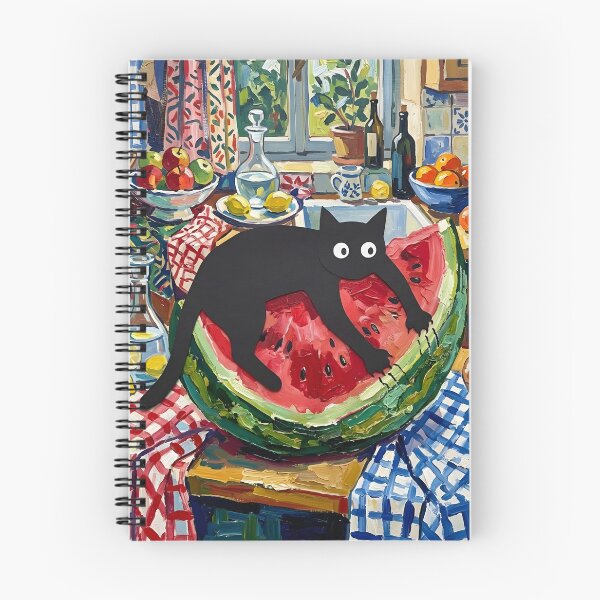 Item preview,  Funny Black Cat Scratching Watermelon Matisse Style Print designed and sold by DuckOddity.
