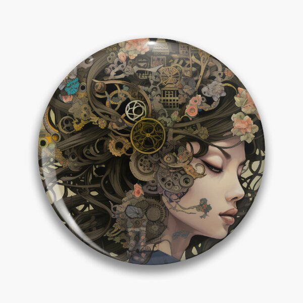 Item preview, Clockwork Woman Floral Steampunk Portrait designed and sold by BrandonArtWorld.