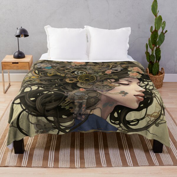 Item preview, Clockwork Woman Floral Steampunk Portrait designed and sold by BrandonArtWorld.