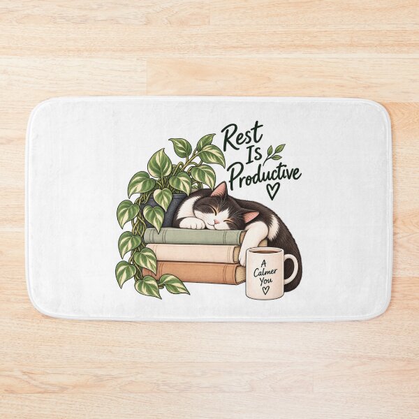 Item preview, Rest Is Productive Cozy Cat Recovery Quote designed and sold by GentleRecovery.