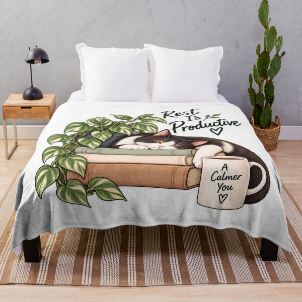 Item preview, Rest Is Productive Cozy Cat Recovery Quote designed and sold by GentleRecovery.