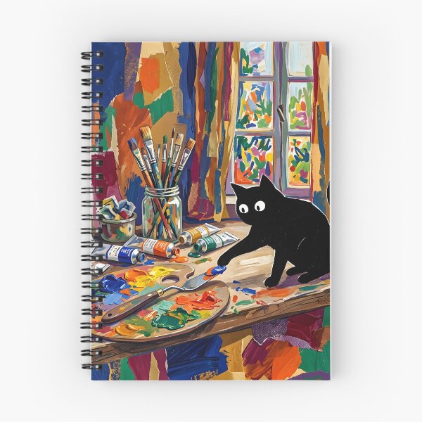 Item preview, Curious Black Cat Touching Palette Knife Matisse Style Art Print designed and sold by DuckOddity.