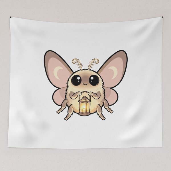 Item preview, Cute Fuzzy Moth Holding A Tiny Lantern designed and sold by The Mellonaire.