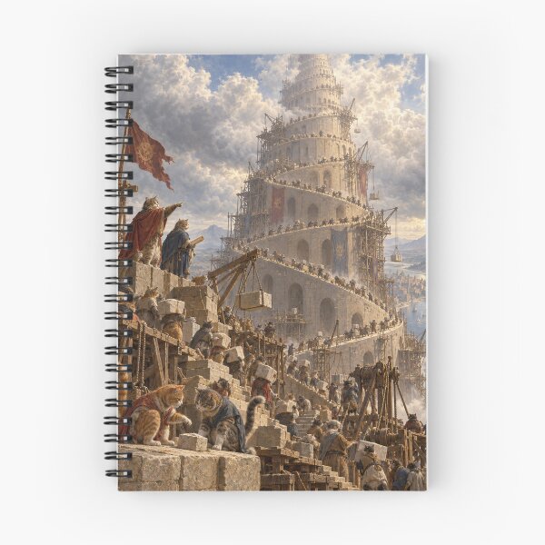 Item preview, Cats Building the Skyward Tower designed and sold by Ocelot-T.