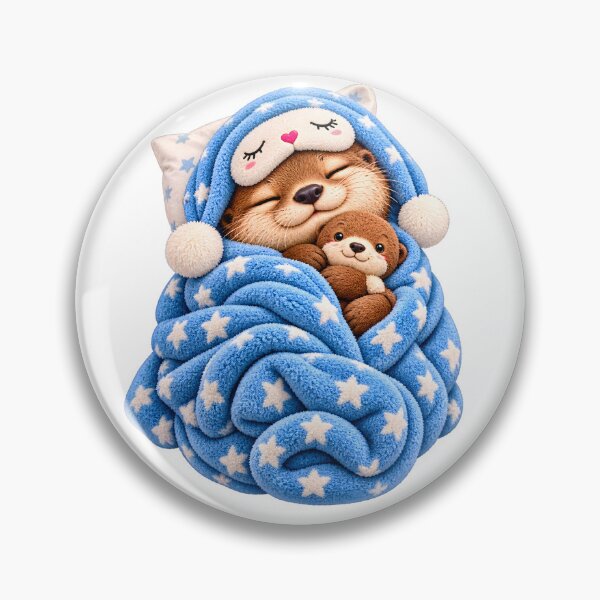 Item preview, Sleepy Cozy Otter with Blue Star Blanket designed and sold by TinyWeird.