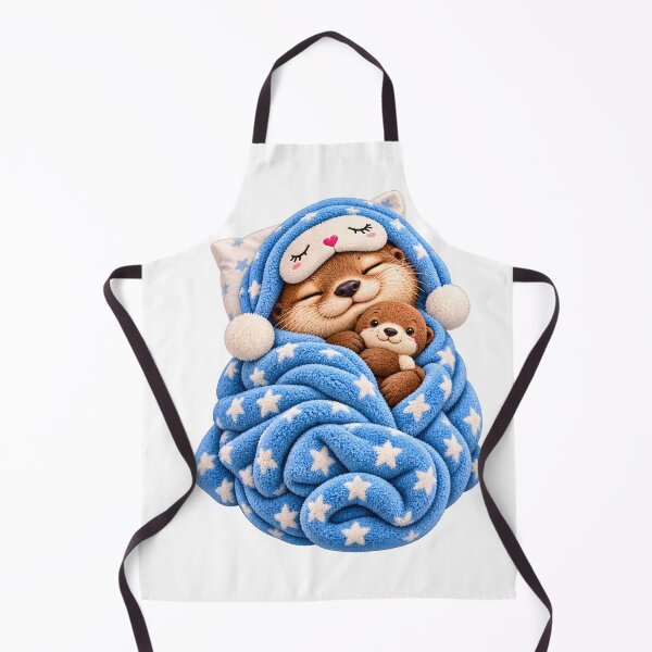 Item preview, Sleepy Cozy Otter with Blue Star Blanket designed and sold by TinyWeird.