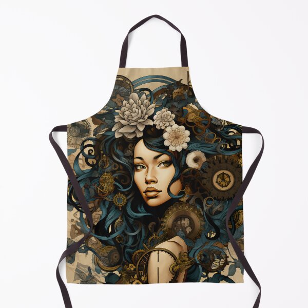 Item preview, Teal Hair Woman Floral Clockwork Portrait designed and sold by BrandonArtWorld.