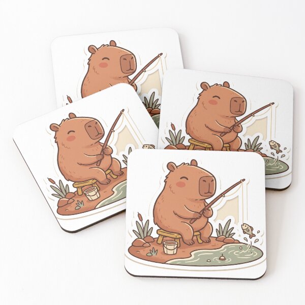 Item preview, Capybara Fishing Peaceful Pond Cute designed and sold by DofinaSur.