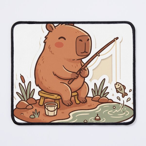 Item preview, Capybara Fishing Peaceful Pond Cute designed and sold by DofinaSur.