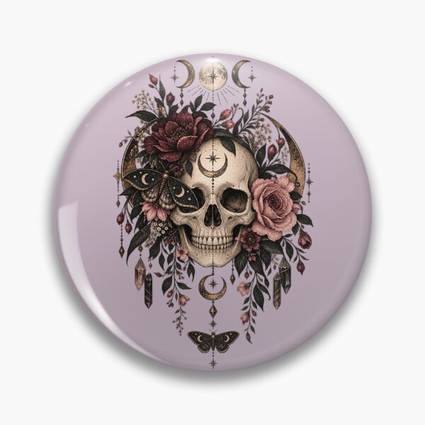 Item preview, HALLOWEEN SKULL, MOTH AND FLOWERS designed and sold by HEXANDGLOSS.
