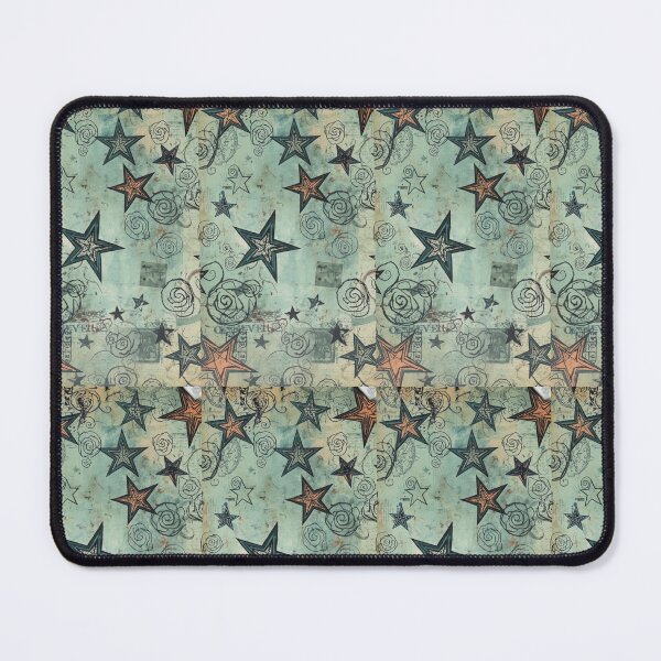 Item preview, Grunge Stars & Doodle Roses — Vintage Collage Art Pattern designed and sold by Checkered Co.