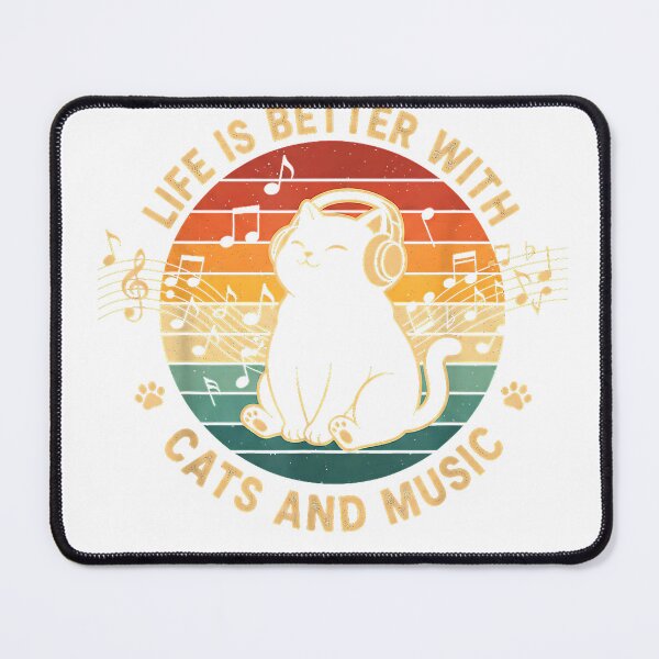 Item preview, Life is Better with Cats Music Retro Funny Cat Music Lover T-Shirt designed and sold by gidget-gadget.