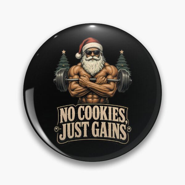 Item preview, No Cookies Just Gains Muscular Santa designed and sold by Linework Studio.