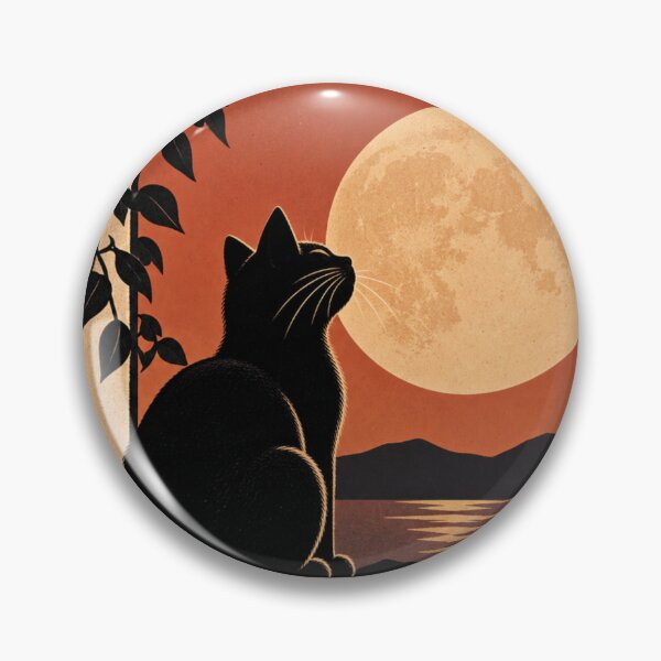 Item preview, Black Cat Full Moon Retro Night designed and sold by PopNInk.