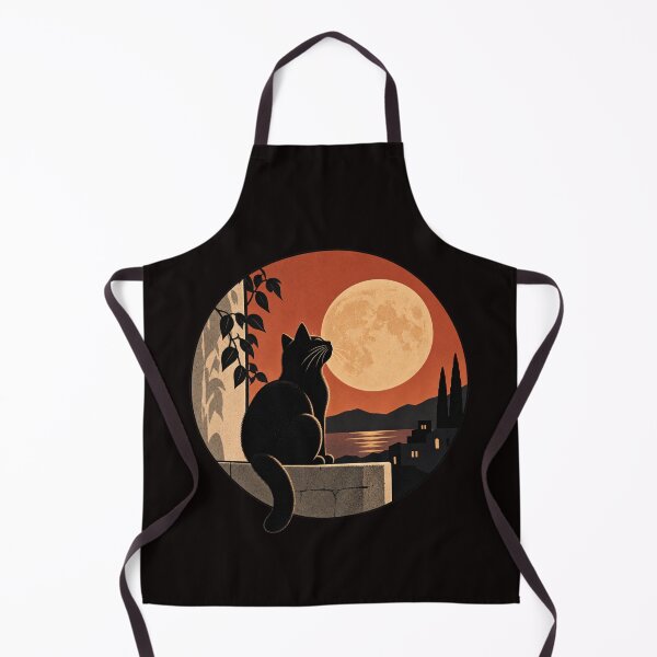 Item preview, Black Cat Full Moon Retro Night designed and sold by PopNInk.