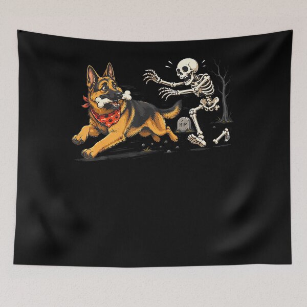 Item preview, German Shepherd Stealing Bone Halloween Dog Design designed and sold by jerrimisty889.