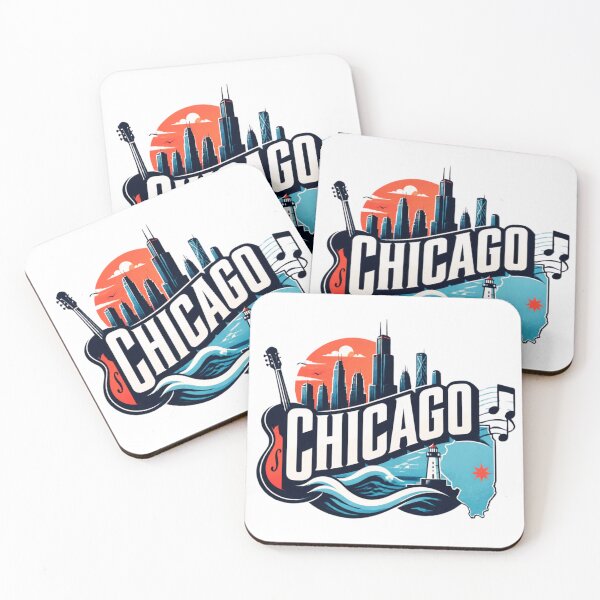 Item preview, Chicago Music Blues Great Lakes City Skyline Badge designed and sold by RDproject.