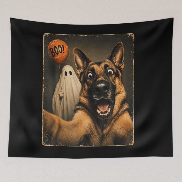 Item preview, German Shepherd Halloween Ghost Selfie Boo Design designed and sold by jerrimisty889.