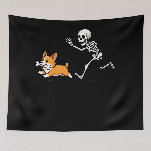 Item preview, Funny Skeleton Chasing Corgi Halloween Dog Mom Design designed and sold by cruddenstroud23.