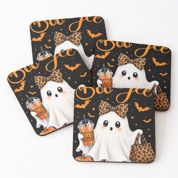 Item preview, Halloween Boo Ghost Pumpkin Coffee Leopard Design designed and sold by cruddenstroud23.