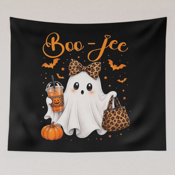 Item preview, Halloween Boo Ghost Pumpkin Coffee Leopard Design designed and sold by cruddenstroud23.