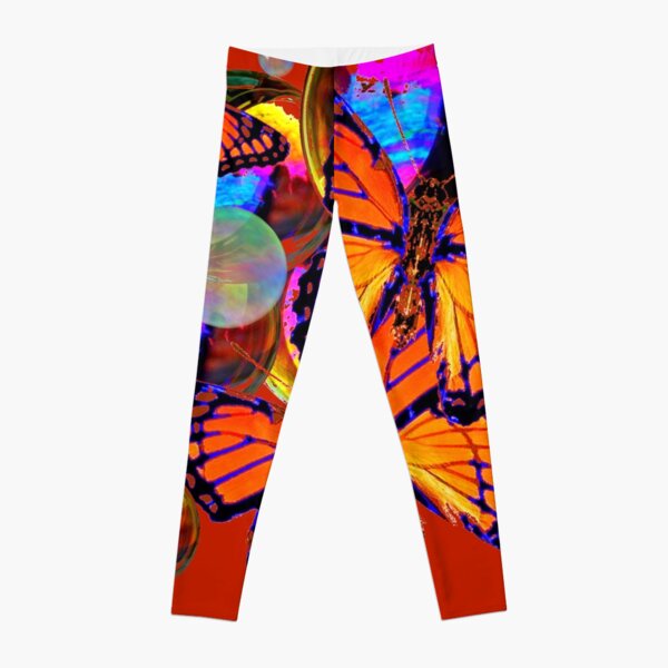 CUMIN COLOR SOAP BUBBLES & MONARCH BUTTERFLIES Leggings