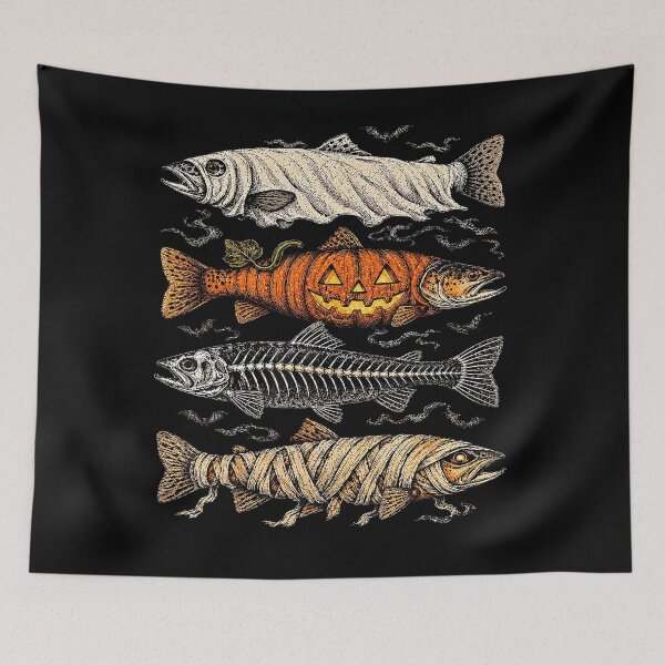 Item preview, Halloween Trout Fish Ghost Pumpkin Skeleton Mummy Design designed and sold by cruddenstroud23.