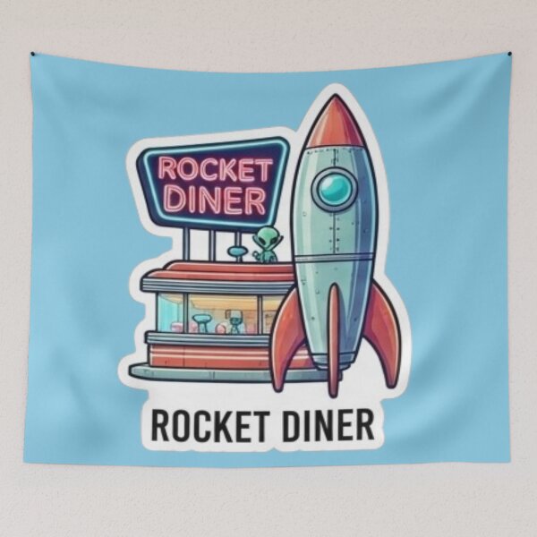 Item preview,  Rocket Diner - Retro Sci-Fi Space Restaurant Sticker designed and sold by FABIOLA1970.