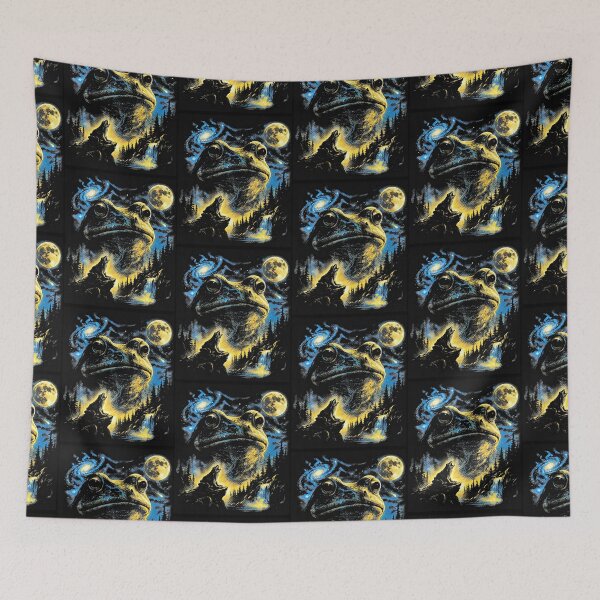 Item preview, Retro Frog Howling Moon designed and sold by Eat-Apples.