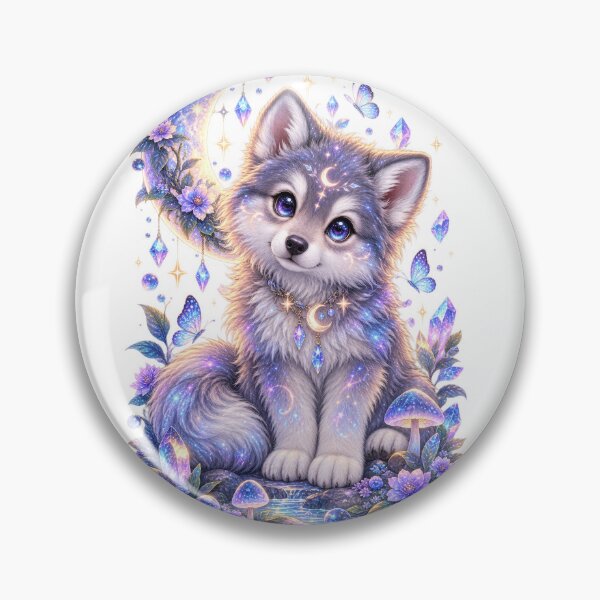 Item preview, Celestial Mystical Wolf Pup Illustration designed and sold by jgvisualarts.