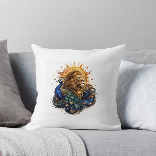 Item preview, Lion and peacock under a cosmic halo designed and sold by Hassine-Art.
