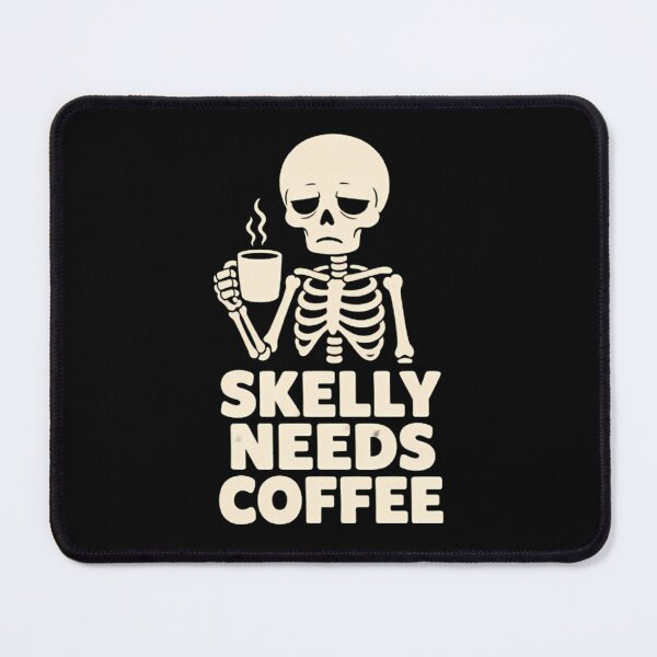 Item preview, Skelly Needs Coffee Tired Skeleton designed and sold by Linework Studio.
