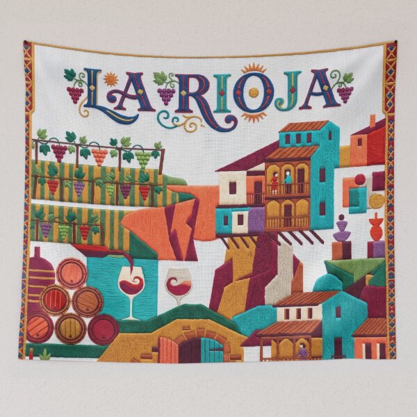 Item preview, La Rioja Spain Embroidered Travel Art - Spanish Wine Region Patch designed and sold by Witsprings.