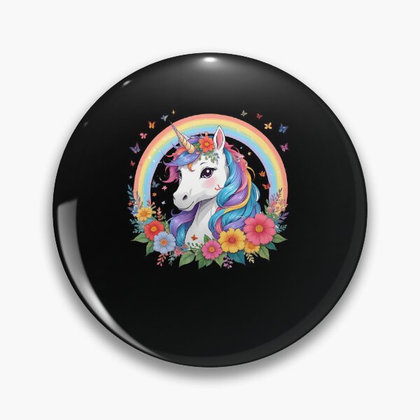 Item preview, Unicorn With Rainbow Mane And Flowers Beautiful Unicorn designed and sold by Eat-Apples.