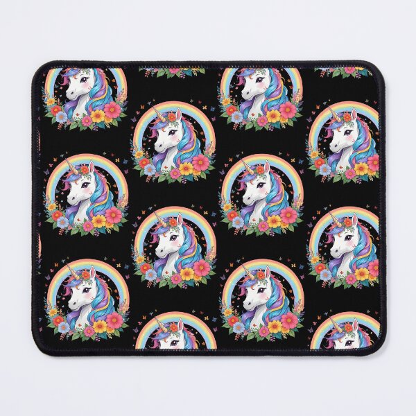 Item preview, Unicorn With Rainbow Mane And Flowers Beautiful Unicorn designed and sold by Eat-Apples.