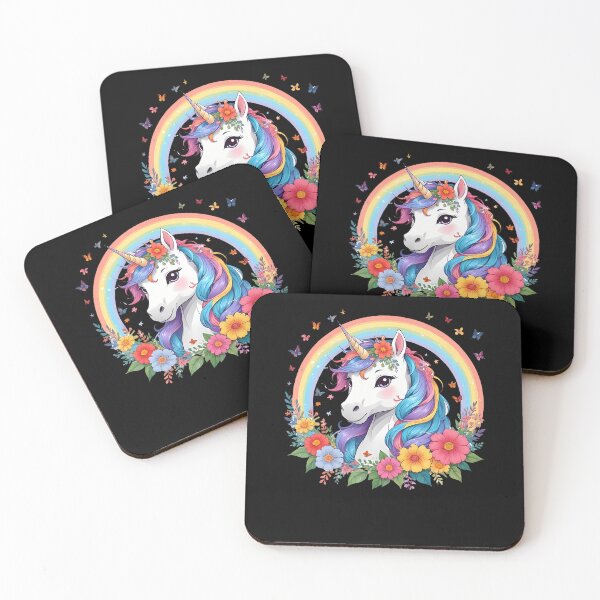 Item preview, Unicorn With Rainbow Mane And Flowers Beautiful Unicorn designed and sold by Eat-Apples.