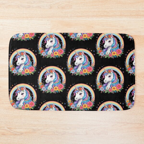 Item preview, Unicorn With Rainbow Mane And Flowers Beautiful Unicorn designed and sold by Eat-Apples.