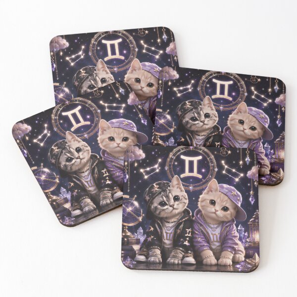 Item preview, Gemini Twins Cats Zodiac Hip Hop Streetwear designed and sold by Soluna Studio.