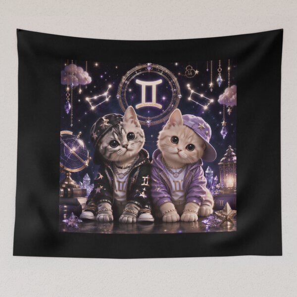 Item preview, Gemini Twins Cats Zodiac Hip Hop Streetwear designed and sold by Soluna Studio.