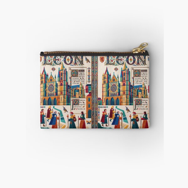 Item preview, Leon Spain Embroidered Travel Art - Cathedral & Camino de Santiago Stitched Poster designed and sold by Witsprings.