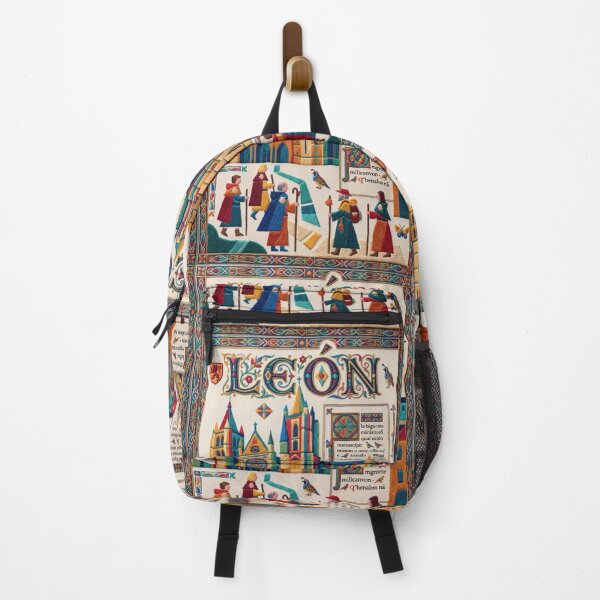 Item preview, Leon Spain Embroidered Travel Art - Cathedral & Camino de Santiago Stitched Poster designed and sold by Witsprings.