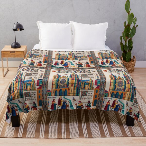 Item preview, Leon Spain Embroidered Travel Art - Cathedral & Camino de Santiago Stitched Poster designed and sold by Witsprings.
