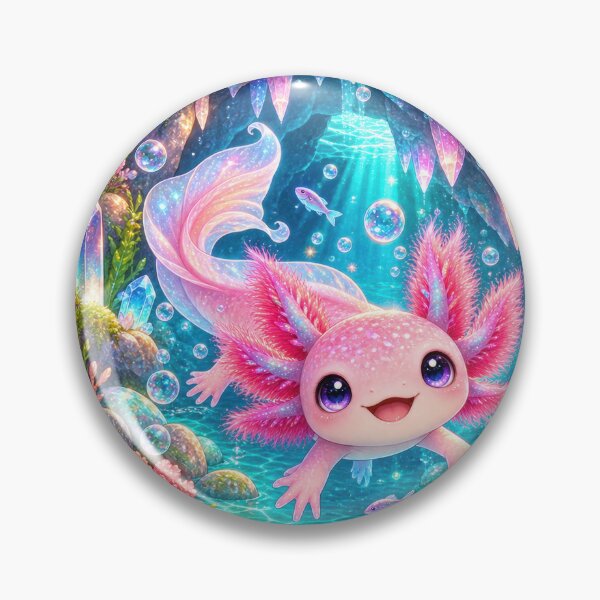 Item preview, Cute Axolotl Crystal Cave Illustration designed and sold by jgvisualarts.