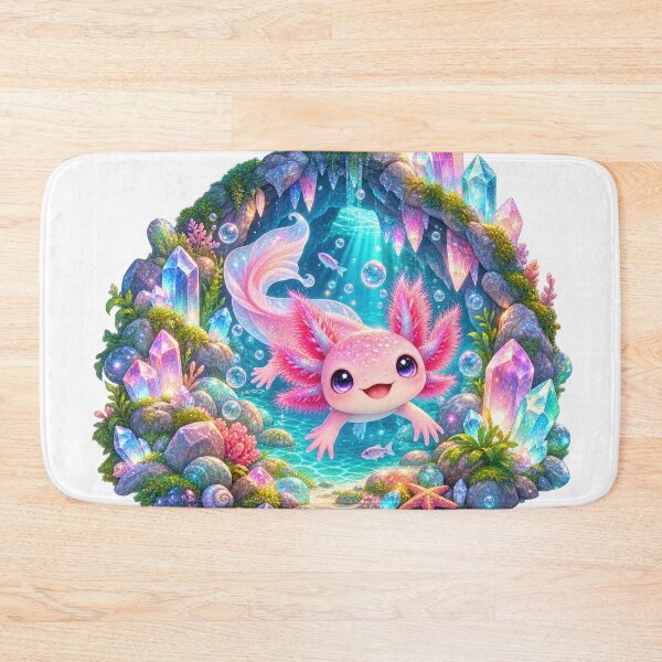 Item preview, Cute Axolotl Crystal Cave Illustration designed and sold by jgvisualarts.