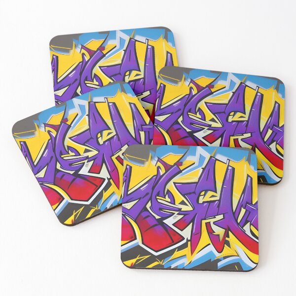 Item preview, Violet & Crimson Wildstyle - Canary Yellow Street Art Mural | 033 designed and sold by City Graffix Design Co..