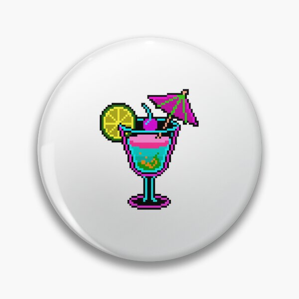 Item preview, Neon Tropical Cocktail - 16 Bit Retro Pixel Art Sticker designed and sold by MissoStudio.